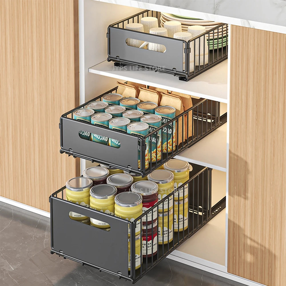 Küchenaufbewahrungsregal Ausziehbarer Schrank Organizer Schiebeschublade Aufbewahrungstablett Gewürzflasche Gewürzaufbewahrungsregal Küchenorganisator