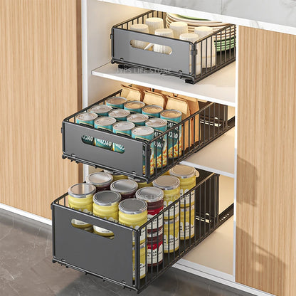 Küchenaufbewahrungsregal Ausziehbarer Schrank Organizer Schiebeschublade Aufbewahrungstablett Gewürzflasche Gewürzaufbewahrungsregal Küchenorganisator