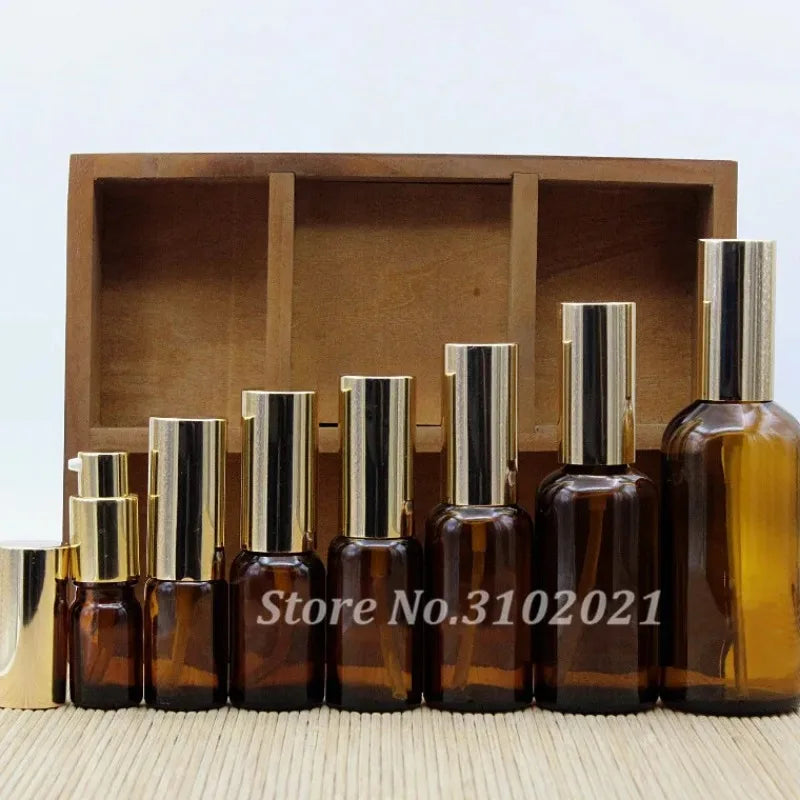 2/10 stücke 5/10/15/20/30/50/100ml leere klare / bernsteinfarbene Glas ätherisches Öl Parfümflasche mit Sprüher / Lotion Pumpe Glas Sprühflasche