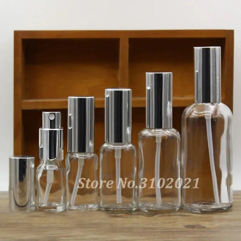 2/10 stücke 5/10/15/20/30/50/100ml leere klare / bernsteinfarbene Glas ätherisches Öl Parfümflasche mit Sprüher / Lotion Pumpe Glas Sprühflasche