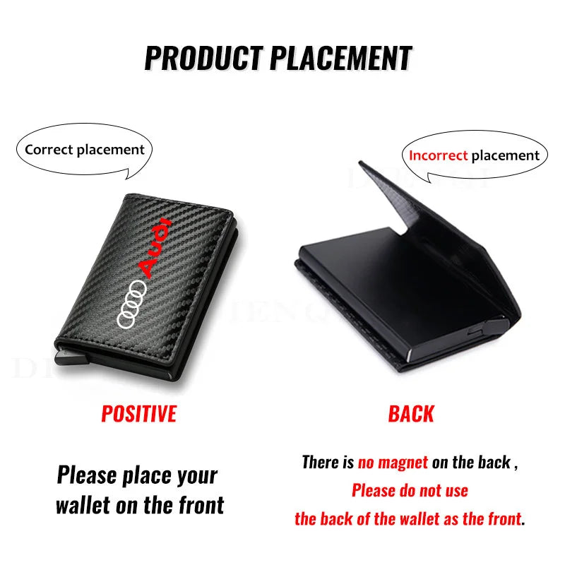 Carbon Faser Leder Rfid Karte Halter Tasche Männer Brieftaschen Geld Tasche Für Audi A1 A3 8P 8V A4 a5 A6 A7 A8 Q3 Q5 Q7 Q8 Sline TT