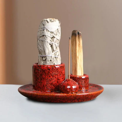 Kerzenhalter aus Keramik – Moderner Palo Santo Räucherstäbchenbrenner, Multifunktionaler Aschenfänger, Meditation, Yoga Raumdekoration, Festival