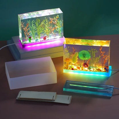 Trockenblume 3D Würfel Ornament, quadratischer LED-Lampenhalter, quaderförmige Silikonform