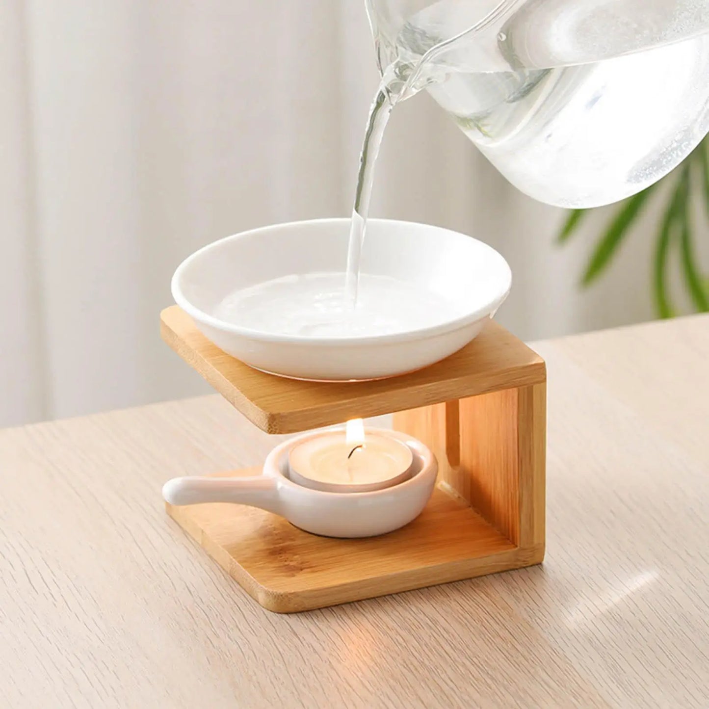 Ätherisches Öl Brenner Aroma Diffusor Bambus Tee Herd Basis Haushalt Holz Ätherisches Öl Brenner Ätherisches Öl Diffusor Dekor