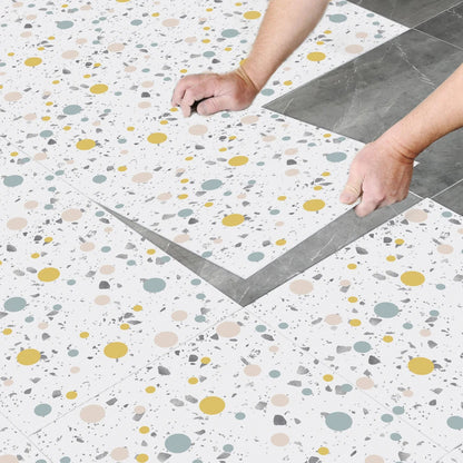 4PCS Peel and Stick Boden Aufkleber Vinylboden Wasserdicht Ölbeständig und rutschfest DIY Schlafzimmer Küche Badezimmer Heimtextilien