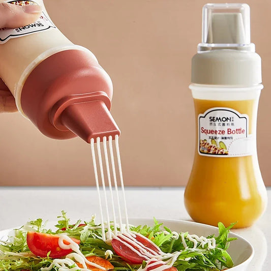 5 Löcher Squeeze Sauce Flasche Nachfüllbarer Gewürzbehälter Restaurant Honigspender Ketchup Marmelade Salat Dressing Flasche 350 ml