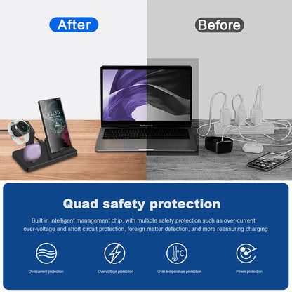 3 in 1 Ladestation für Samsung S23 S22 S21 Note 20 Z Fold Mehrere Geräte Kabelloses Ladegerät für Galaxy Watch 5 Pro 4 3 Knospen