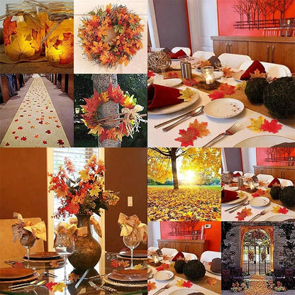 50/100 Stück künstliche Seidenahornblätter: Herbstliche Fake-Blätter-Girlande, Ahornblatt-Ranke, Deko für Thanksgiving, Halloween, Hochzeit und Party.