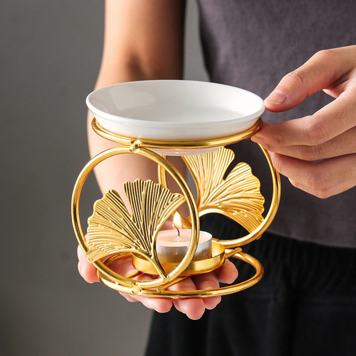 Keramik Kerzenhalter Ätherisches Öl Brenner Diffusor Ofenwärmer Teelicht Kerze Holz Sockel Lampe Porzellan Wohnzimmer Dekor