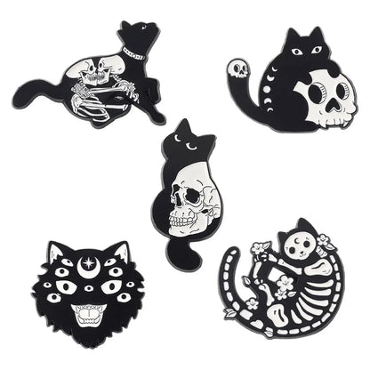 Ghose Skull Cat Emaille Pin – Anime Reversnadeln für Rucksäcke, Süße Abzeichen für Kleidung, Schmuckzubehör