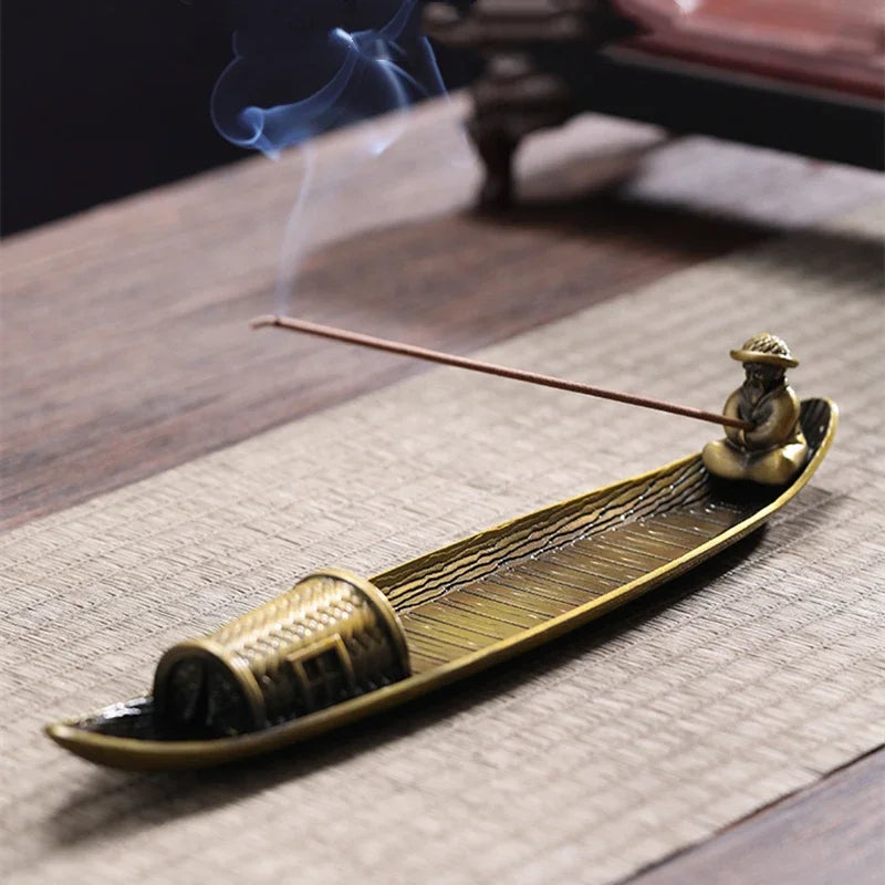 Kreativer Weihrauchhalter Weihrauchhalter Boat Alte Männer, die japanische Stile für japanische Stile Stick Brenner Aromatherapie Orament Home Decor fischen,