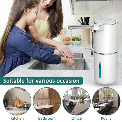 Seifenspender, 1/2 Stück, automatischer Schaumseifenspender, Küche, Badezimmer, Smart Infrarot, berührungslos, 380 ml, Handwaschanlage, aufladbar