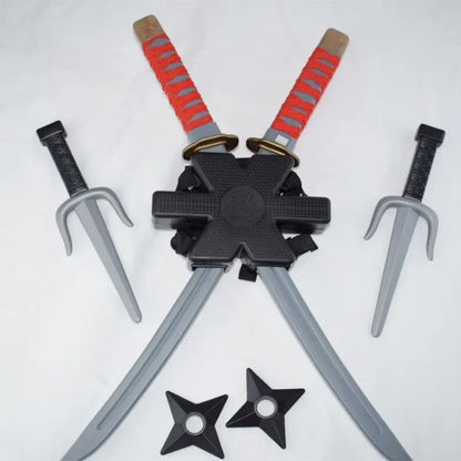 1:1 Ninja-Set: Halloween-Spielzeugset für Kinder, japanisches Samurai-Cosplay, Spielzeugmesser, Dolch, Wurfstern, Modellgeschenk, Sammlerstück, ungewöhnliches Spielzeug.