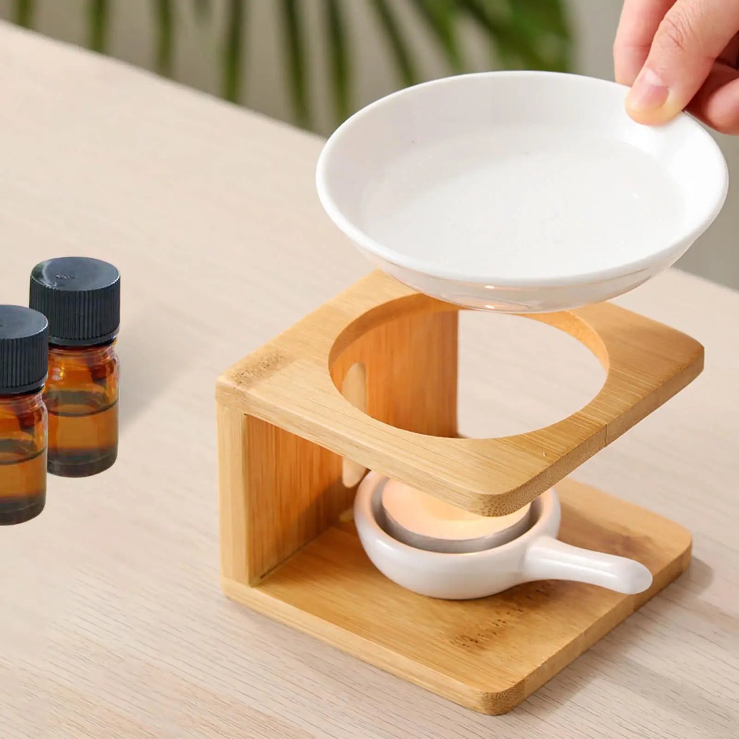 Ätherisches Öl Brenner Aroma Diffusor Bambus Tee Herd Basis Haushalt Holz Ätherisches Öl Brenner Ätherisches Öl Diffusor Dekor