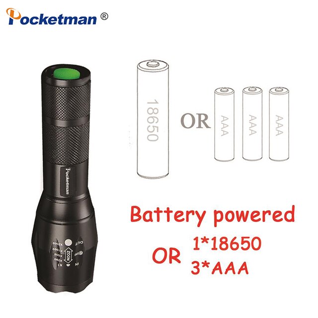 led taschenlampe 5-Mode linterna T6 LED Flashlight Zoomable Focus Torche zaklamp hand Light by 18650 or 3*AAA