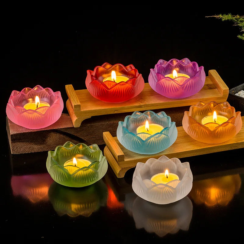 Sieben Farben Kristall Räucherstäbchen Brenner Glas Lotus Kerzenhalter Kunsthandwerk Dekoration für Zuhause Buddha Mini Zen Kegel Räuchergefäß
