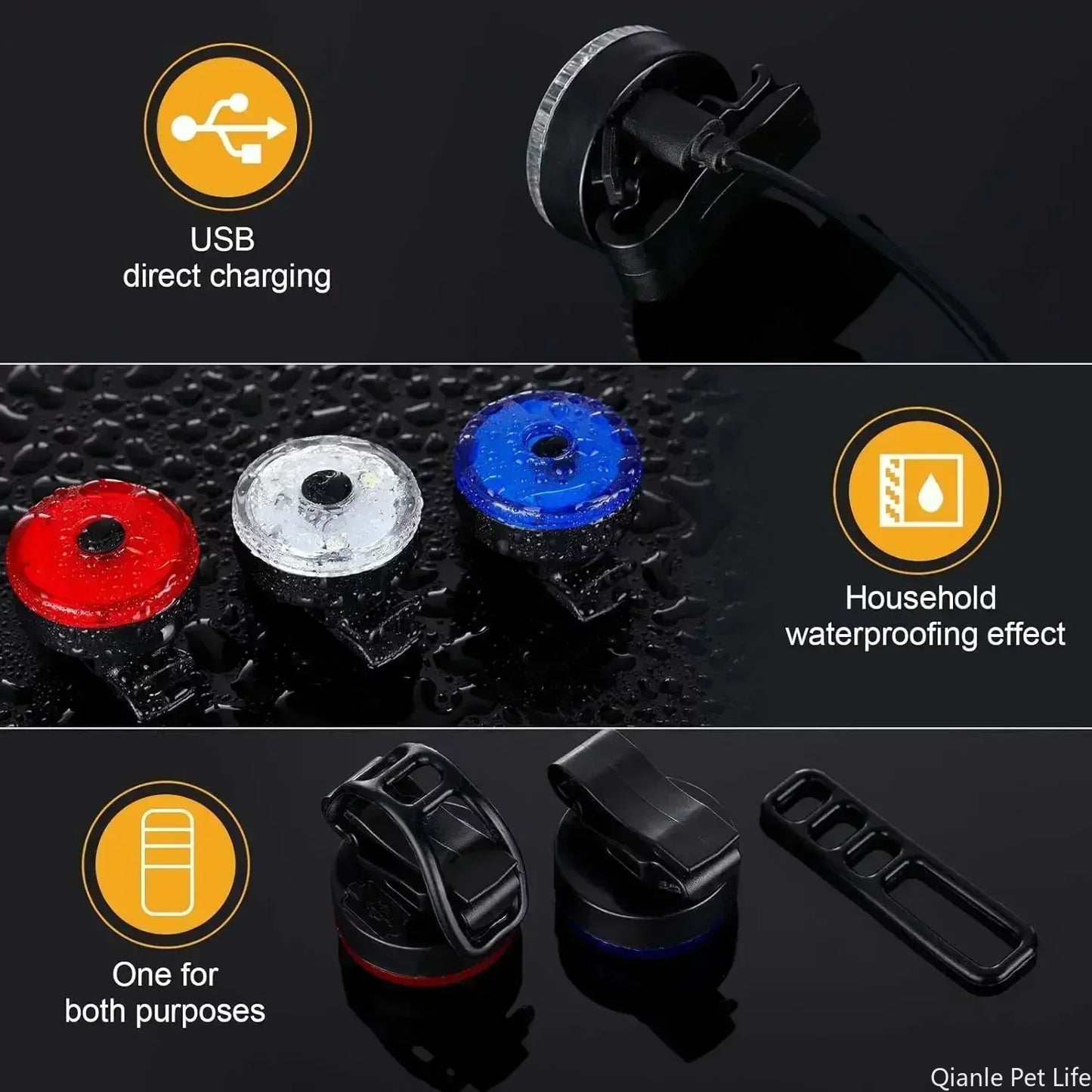 LED-Licht-Hundehalsband-USB-Aufladung-leuchtender-Anhänger-Taschenlampen-Nachtsicherheits-Taschenlampe-wasserdicht-Haustier-Halskette-Leinen-Zubehör