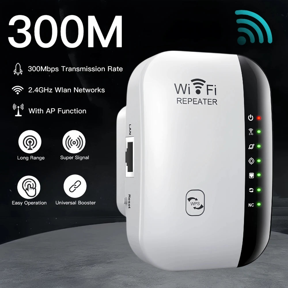 300M WIFi Repeater Wi-Fi-Verstärker 802.11N 2,4 GHz Wireless Signal Booster Smart Power Extender für Office Home Easy Setting