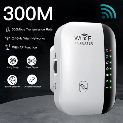 300M WIFi Repeater Wi-Fi-Verstärker 802.11N 2,4 GHz Wireless Signal Booster Smart Power Extender für Office Home Easy Setting