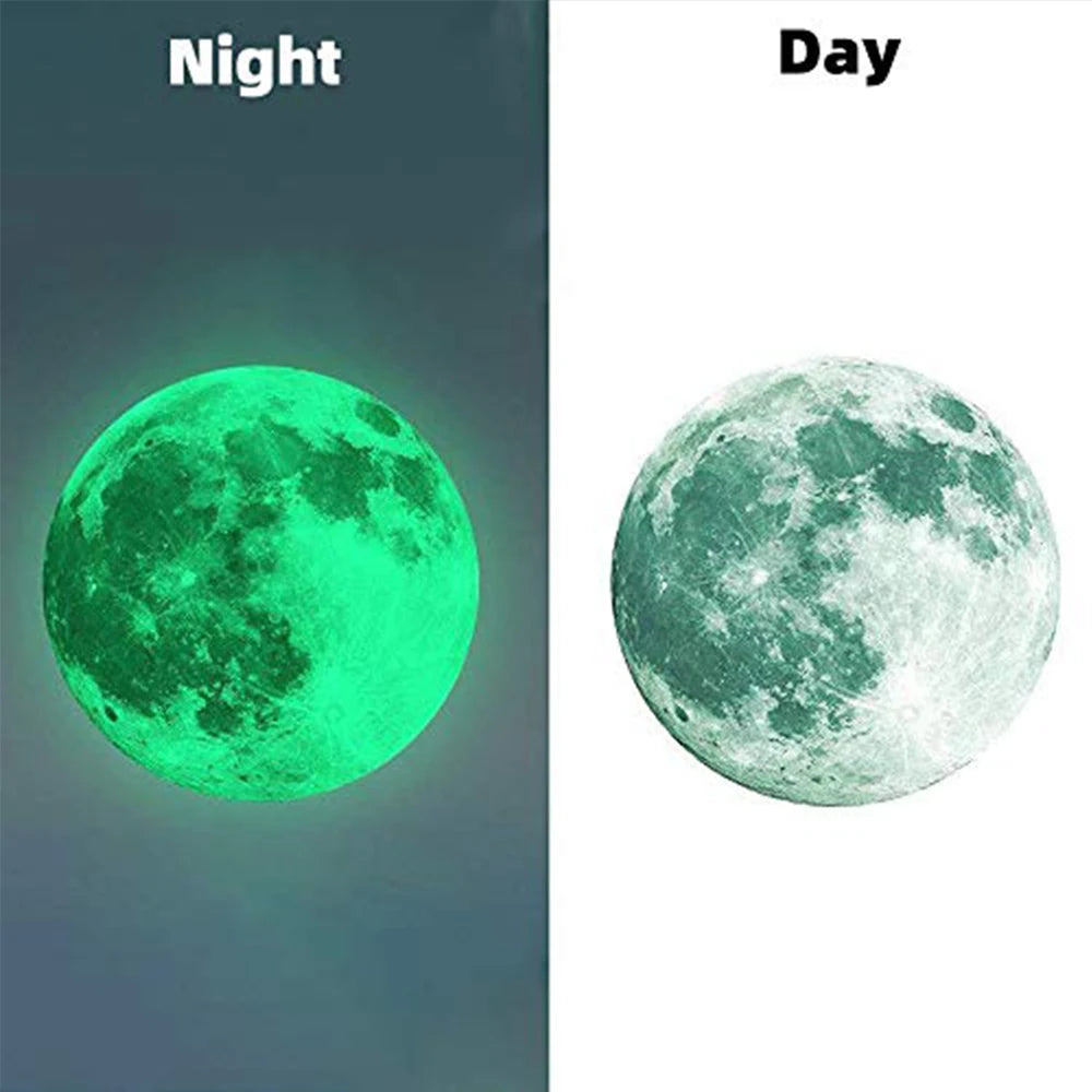 Glow in The Dark Moon Wandaufkleber für Kinder Baby Zimmer 3D Space Planet Wandaufkleber Wohnzimmer Home Decals
