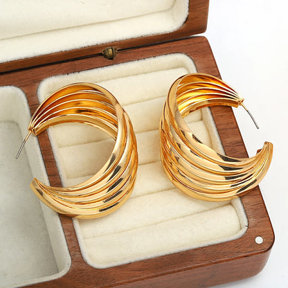 AENSOA Europäische und Amerikanische Mode Runde Kreis Twist Hoop Metall Ohrringe für Frauen Neue Punk Stil Gold Farbe Retro Ohrring