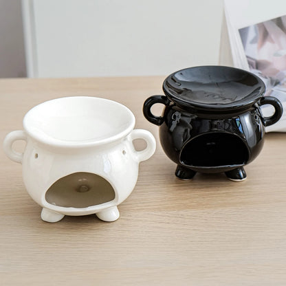 Keramik Teelichthalter und Ätherischer Öl-Diffuser – Desktop Ornament, Duftwärmer für Büro, Yogaraum oder Sauna