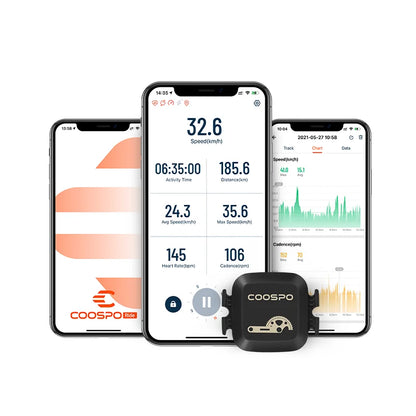 COOSPO Kadenz- und Geschwindigkeitssensor RPM – Bluetooth 4.0 ANT+ Sensor für Rennrad und MTB, kompatibel mit Wahoo und Garmin Fahrradcomputern