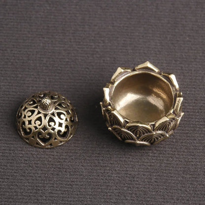 Retro Kupfer Lotus-Räucherstäbchenhalter – Kleine Lotus-Räucherstäbchenhalter aus Messing mit Deckel, Heimdekoration für Sandelholz-Räucherstäbchen