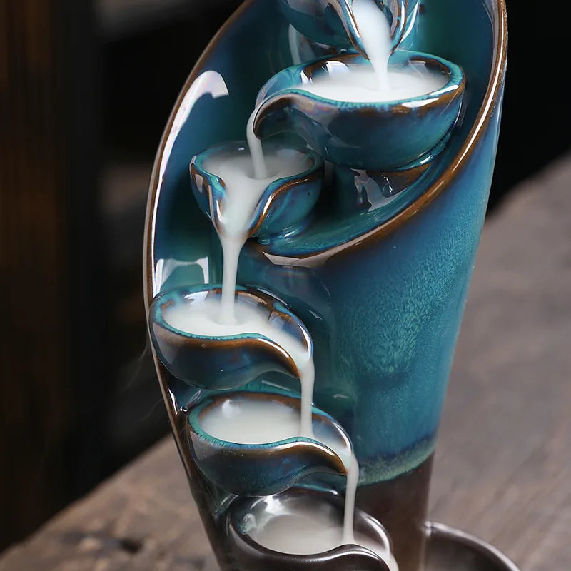 1pc, handgefertigtes Fackel-Design, Wasserfall-Räuchergefäß, kreative Heimdekoration, tragbares Keramik-Räuchergefäß (ohne Räucherstäbchen)