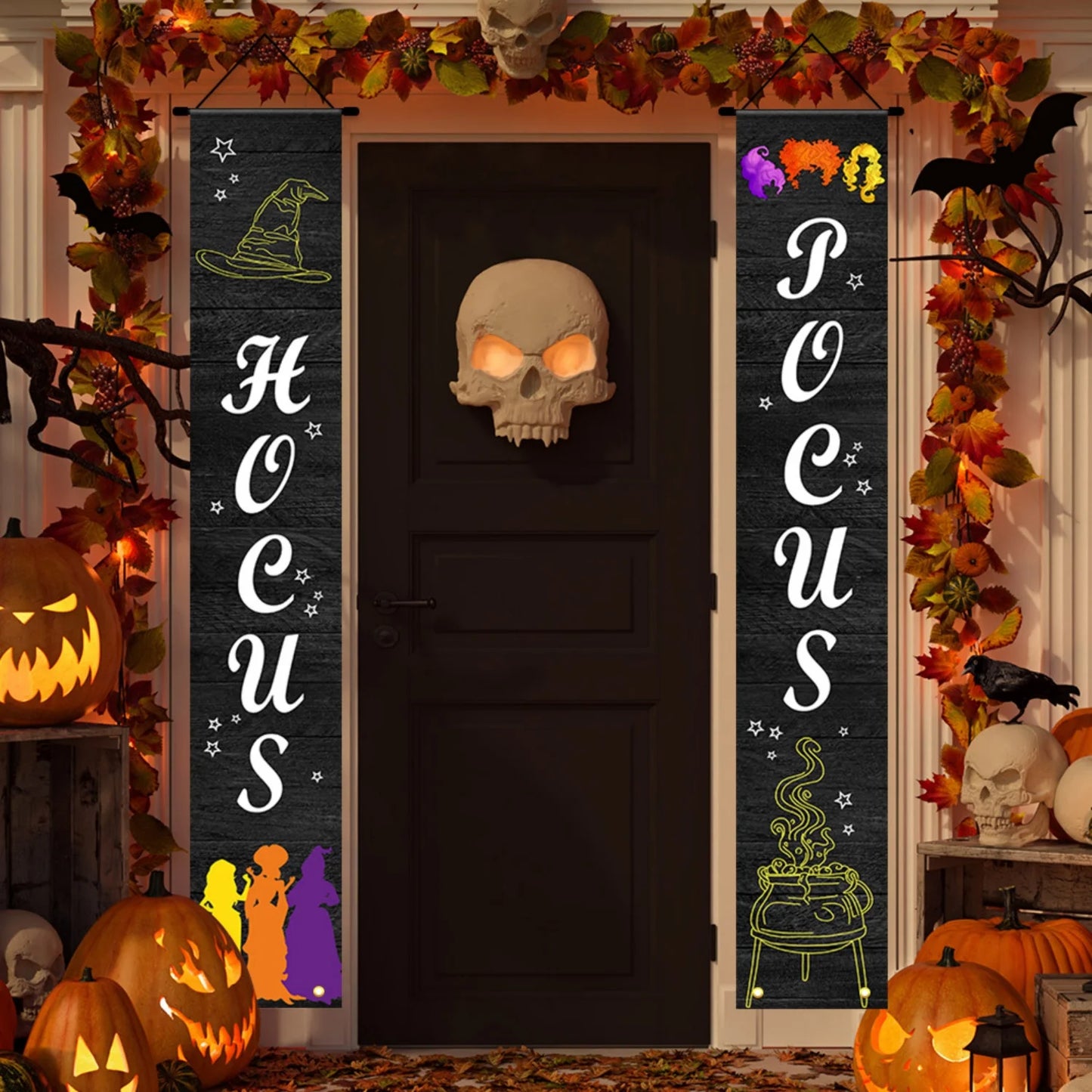 Halloween Hängende Türvorhang-Banner: Kürbis- und Geisterdesign, "Happy Halloween" Dekorationen für Zuhause, Trick-or-Treat, gruselige Partyzubehör.