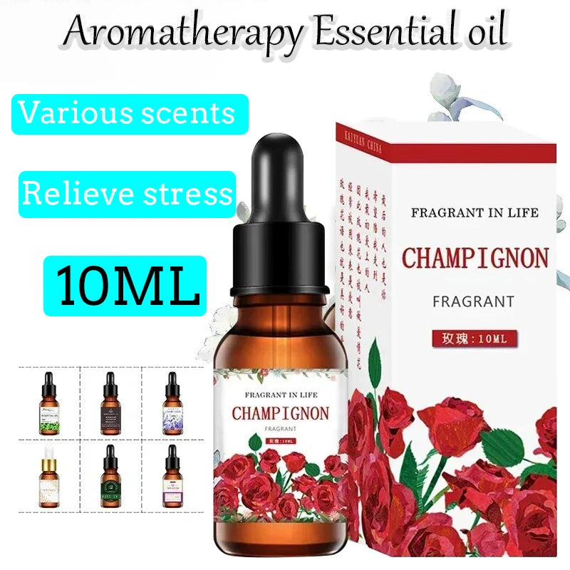 10ML Rose Lavendel Reine ätherische Öle Eukalyptus Zitrone Jasmin Minze Sandelholz Flieder Teebaum Aromatherapie Stress abbauen
