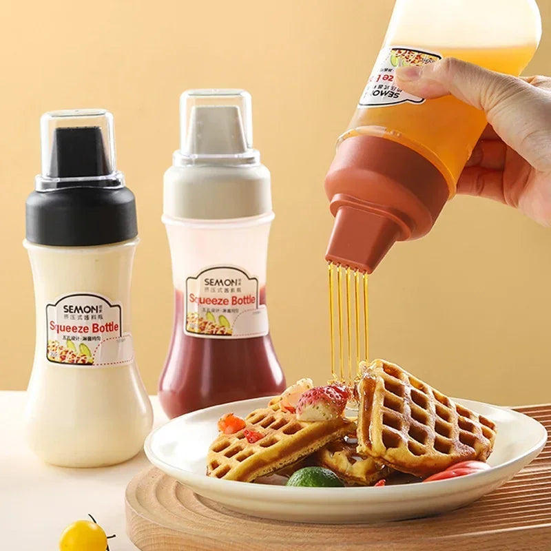 5 Löcher Squeeze Sauce Flasche Nachfüllbarer Gewürzbehälter Restaurant Honigspender Ketchup Marmelade Salat Dressing Flasche 350 ml
