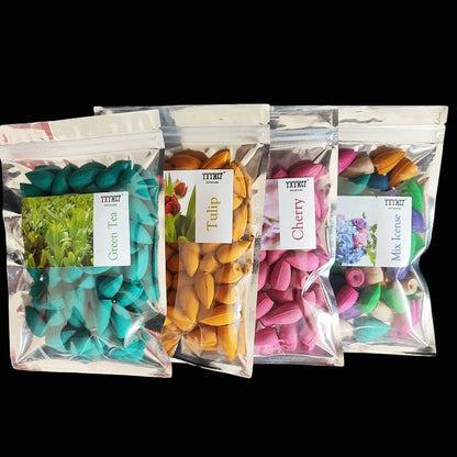 Y 50pcs Haushalt Natürlicher Refluxturm Weihrauch Sandelholz Lavendel Tee Rauch Rückfluss Räucherstäbchen Kegel Duftende Reflux Aromatherapie