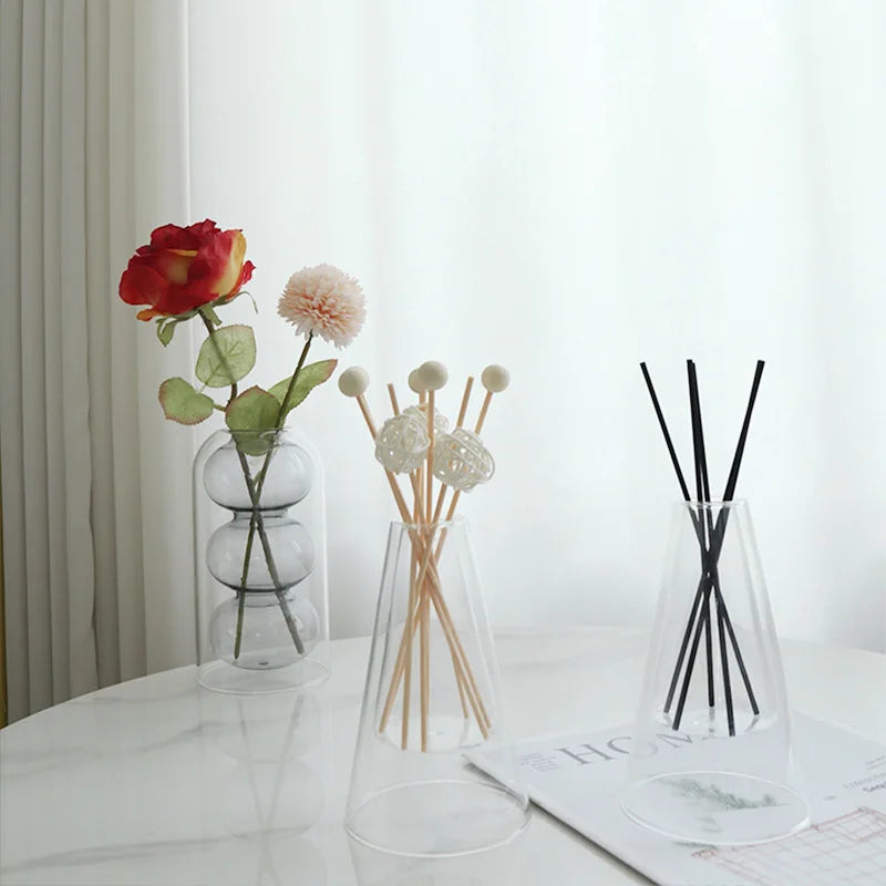 Transparente Aromatherapie-Diffusorflasche Glas Organizer für ätherische Öle Aufbewahrungsbehälter Hydrokulturischer Blumentopf Heimdekoration