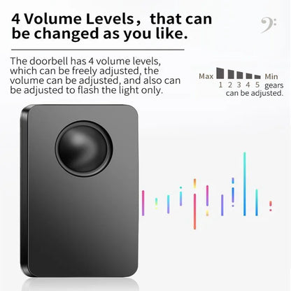 CACAZI Wasserdichte drahtlose Türklingel, DC-Batterie, intelligentes Zuhause, Outdoor, Haushalt, 300 m, Fernbedienung, LED-Blitz, intelligente Türklingel