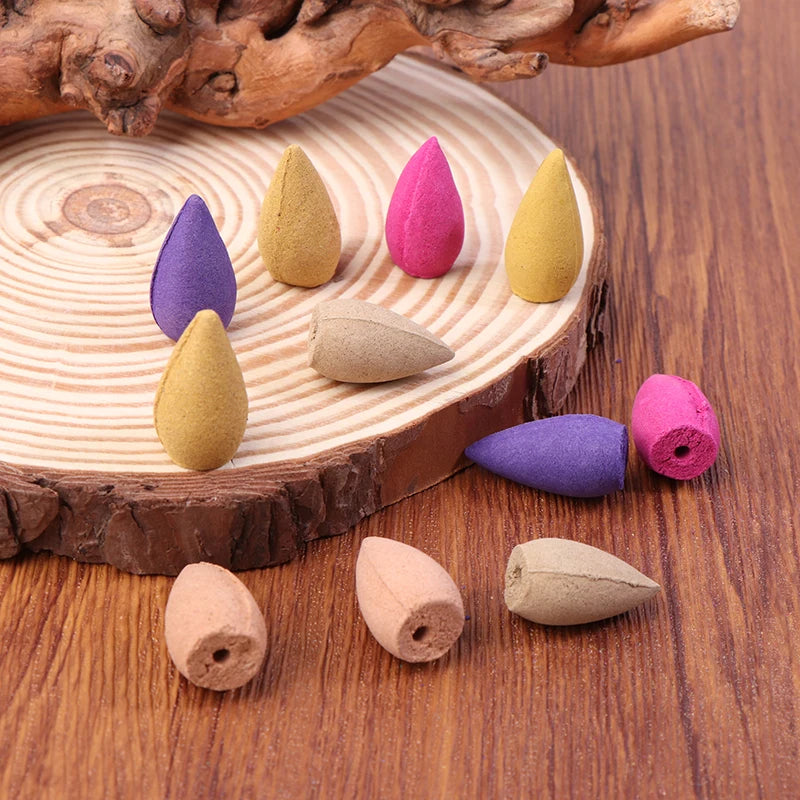 NEUE 60 Stücke Gemischte Natürliche Weihrauch Rauch Kegel Reflux Tower Räucherstäbchen Rückfluss Räucherstäbchen Kugel Zuhause Duftende Aromatherapie