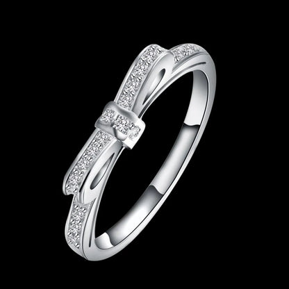 Neue beliebte Luxus 925 Sterling Silber Bowknot Kristall Ringe für Frauen Größe 6/7/8/9 Mode Party Geschenke Hochzeit Diamant Schmuck