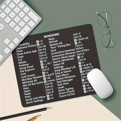 Schwarz Windows 11 10 Word Excel Tastenkombinationen Mauspad verdicktes 240X200X2mm dickes Computer Anti-Rutsch-Gummi-Mauspad