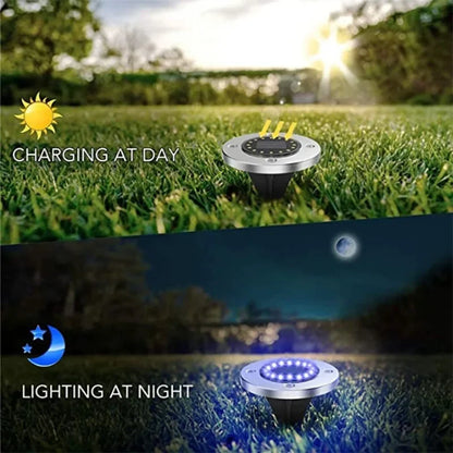 Solarbetriebene Bodeneinbauleuchten IP65 Wasserdichte LED-Scheibenleuchten für den Außenbereich Rutschfeste Landschaftswegbeleuchtung für den Terrassenrasen