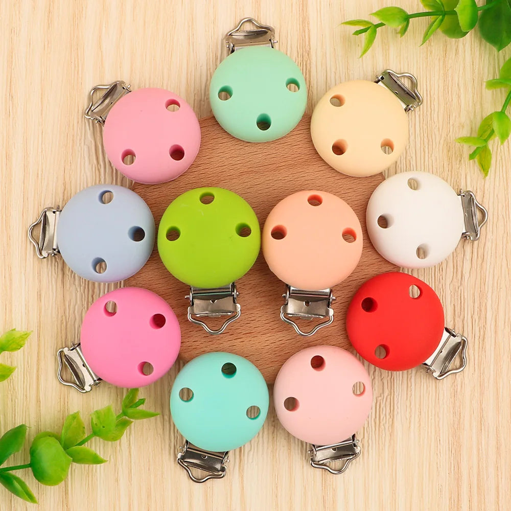 Kovict 3/5pcs 30mm/35mm Baby Silikon Clips Runde Form Pacifer Clips DIY Pacifer Kette für die Schmuckherstellung Bulk Crafts Großhandel