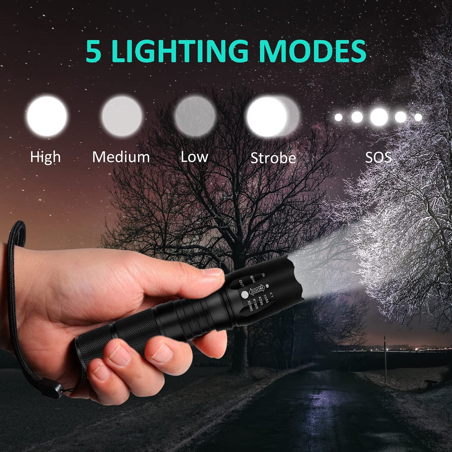 led taschenlampe 5-Mode linterna T6 LED Flashlight Zoomable Focus Torche zaklamp hand Light by 18650 or 3*AAA