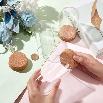 3 Set Kuppel Display Glas Glas mit Kork 65x133mm Glocke Cloche Glas Dekoration Etui für Blumen Pflanzen Exemplare Handwerk Dekorationen