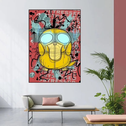 MINISO Pokemon Psyduck Poster Zuhause Zimmer Dekor Wohnzimmer Schlafzimmer Ästhetische Kunst Wandmalerei Aufkleber