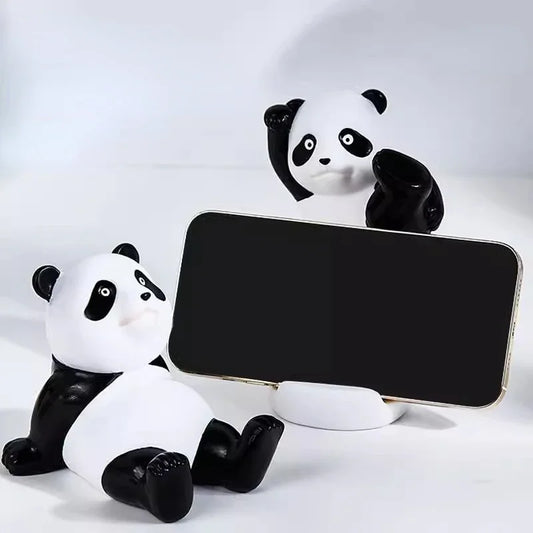 Panda Figuren für Interieur Universal Handy Ständer Halter Moderne Harz Skulptur Statue Home Office Schreibtisch Dekor