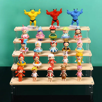 2-5 Schicht Transparenter Acryl Massivholz Ausstellungsständer Handgefertigte Puppe Puppe Cupcake Kosmetik Nagellack Schmuck Ausstellungsständer