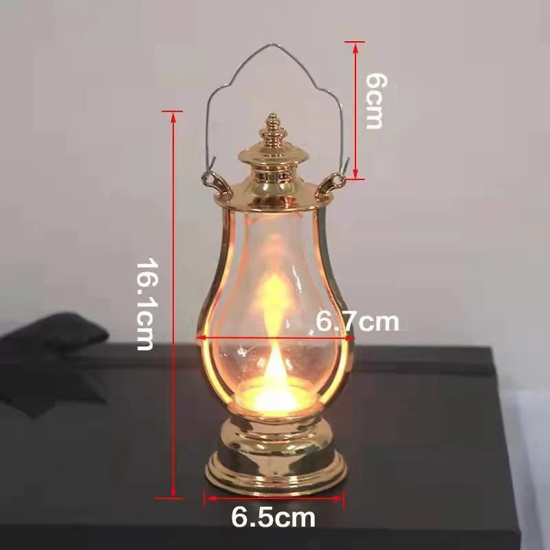 Led Retro Kleine Öl Lampe Mehrfarbige Innen Dekorative Schreibtisch Lampe Tragbare Wind Kerze Lampen Dekoration Kerosin Lichter 2024