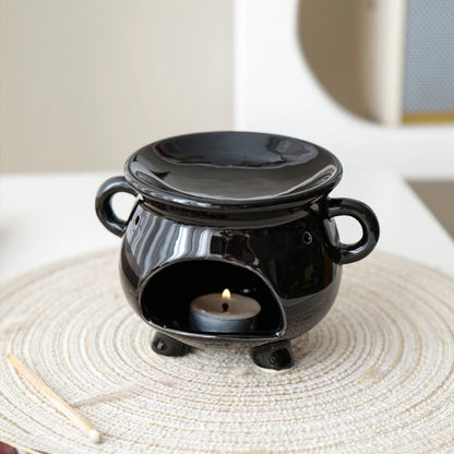 Keramik Teelichthalter und Ätherischer Öl-Diffuser – Desktop Ornament, Duftwärmer für Büro, Yogaraum oder Sauna