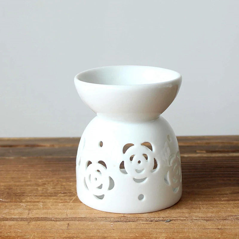Keramik Handwerk Aroma Brenner Handgemachte hohle Blume Muster Ätherisches Öl Brenner Kerzenlampe Viele Stil HomeOffice Handwerk Dekor 1X
