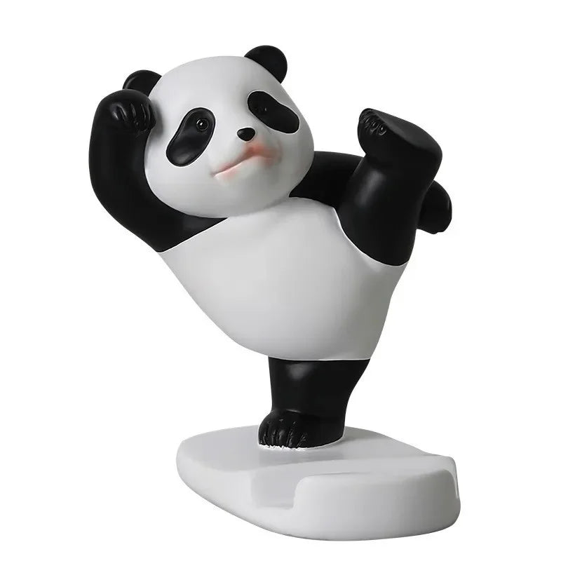 Panda Figuren für Interieur Universal Handy Ständer Halter Moderne Harz Skulptur Statue Home Office Schreibtisch Dekor