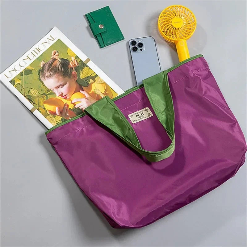 Große wiederverwendbare Einkaufstasche Tragbarer Oxford-Stoff Wasserdichter Kordelzug Faltbare einfache Organizer-Aufbewahrung Shopper-Handtasche